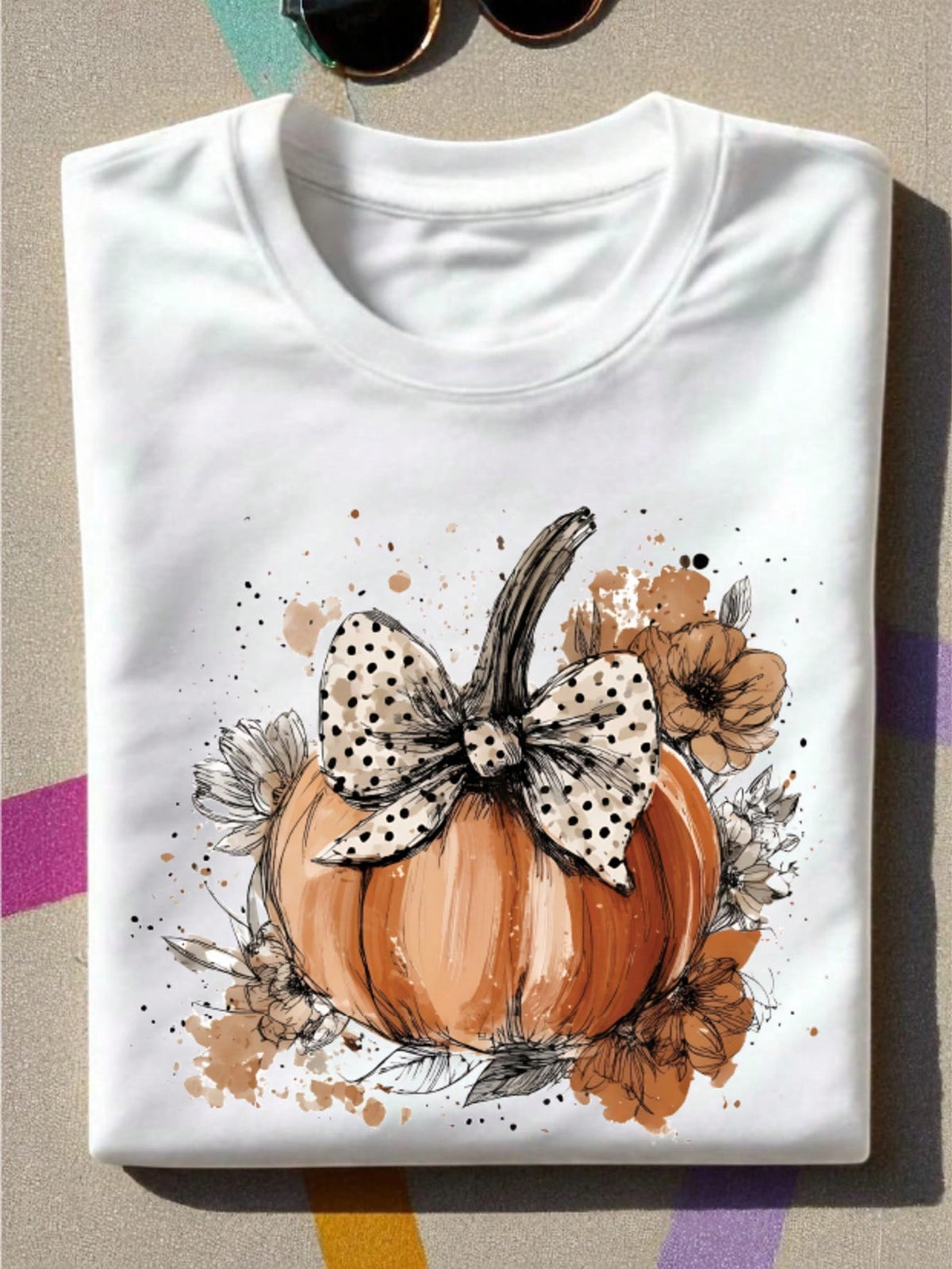 Floral Fall Pumpkin T-Shirt
