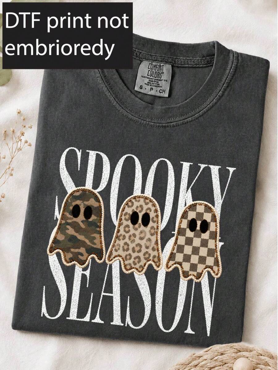 Spooky Season Ghost (DTF Graphic Print) T-Shirt