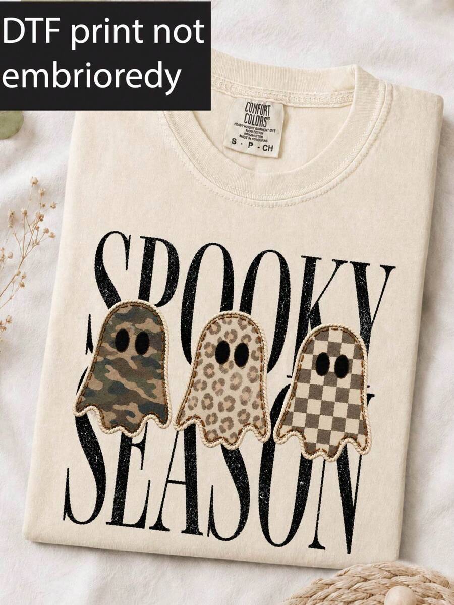 Spooky Season Ghost (DTF Graphic Print) T-Shirt