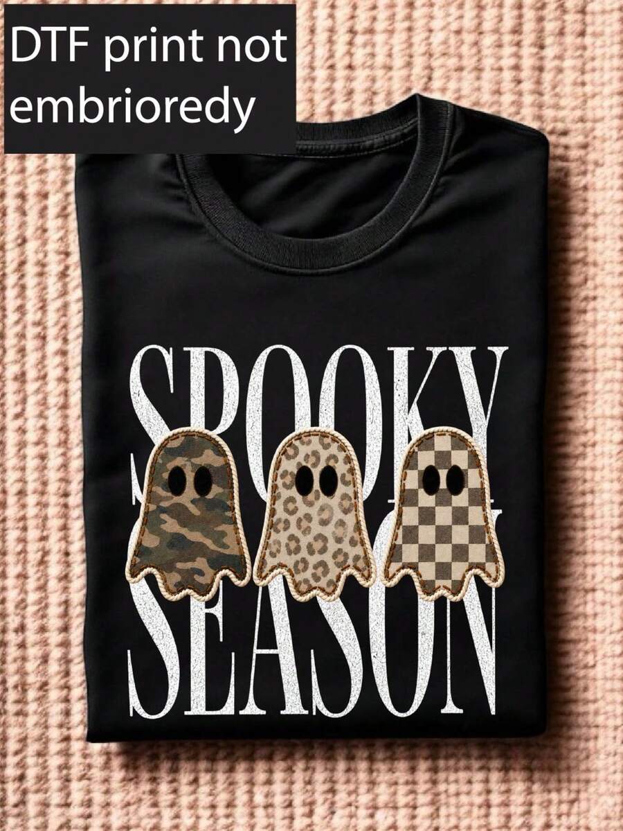 Spooky Season Ghost (DTF Graphic Print) T-Shirt