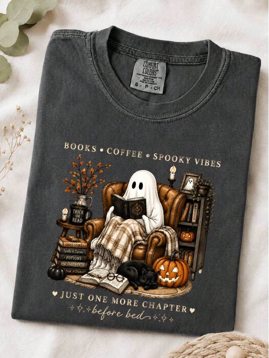 Cozy Ghost Reading T-Shirt