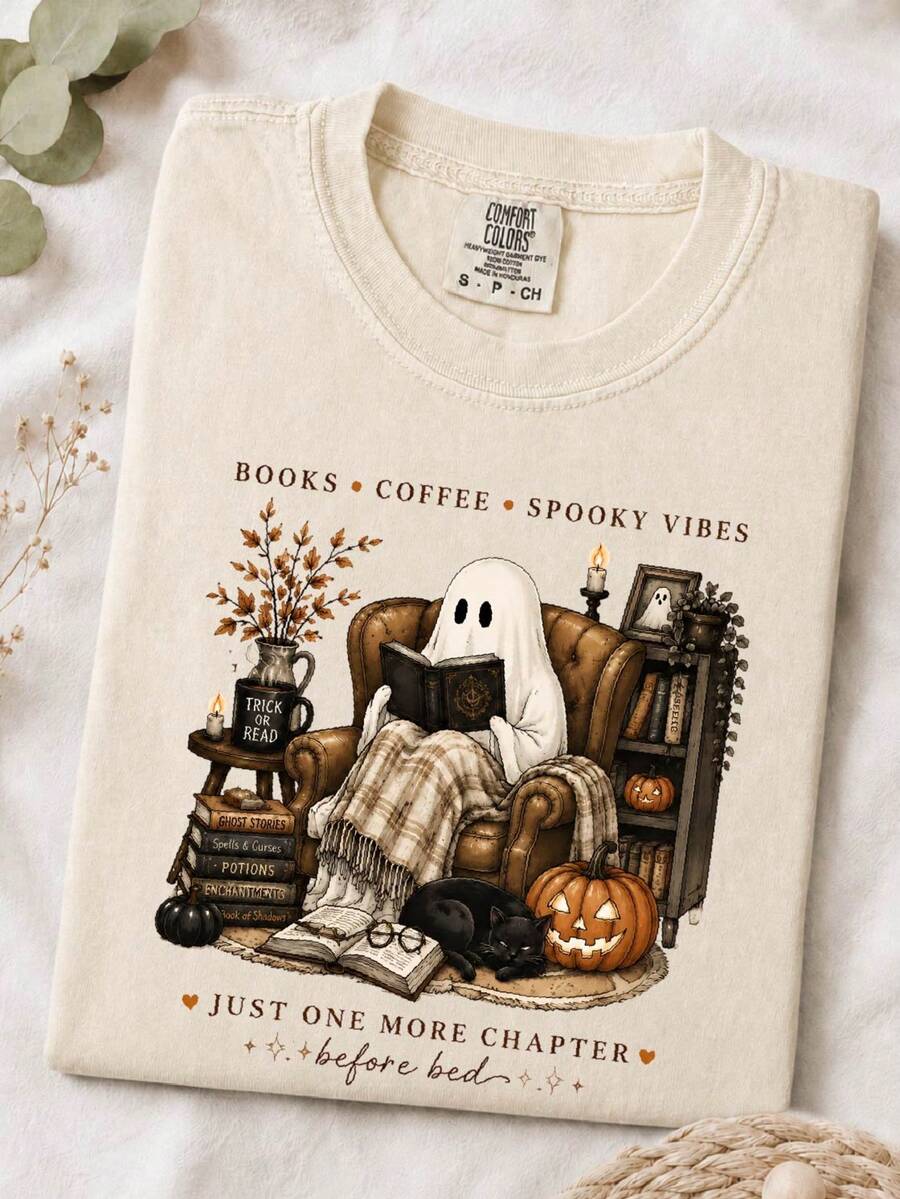 Cozy Ghost Reading T-Shirt
