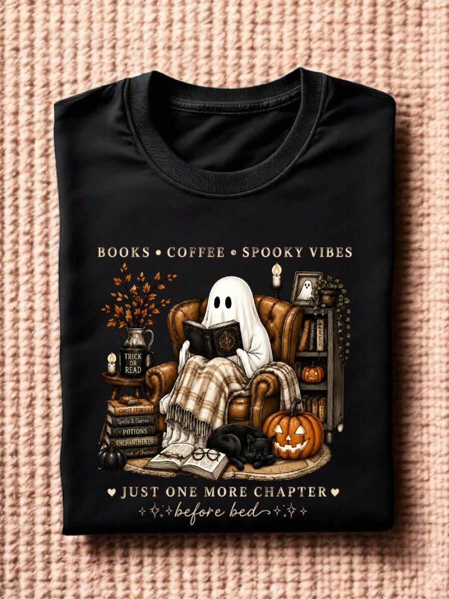Cozy Ghost Reading T-Shirt