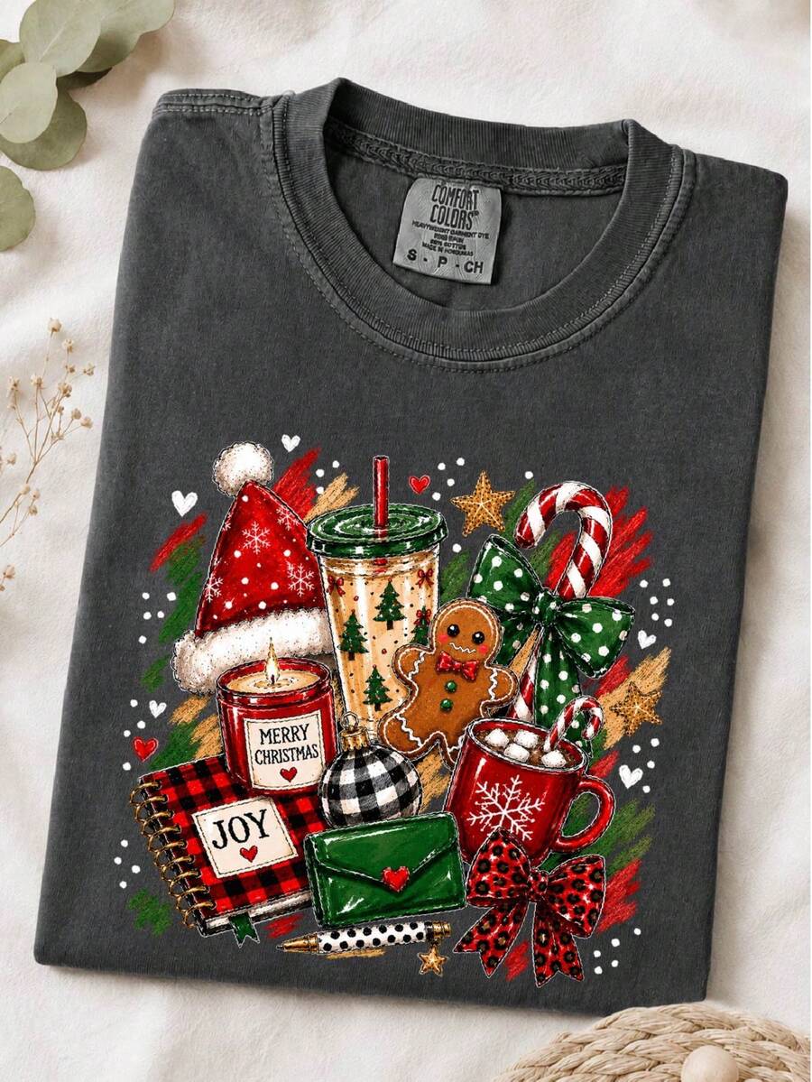 Preppy Christmas Doodles T-Shirt