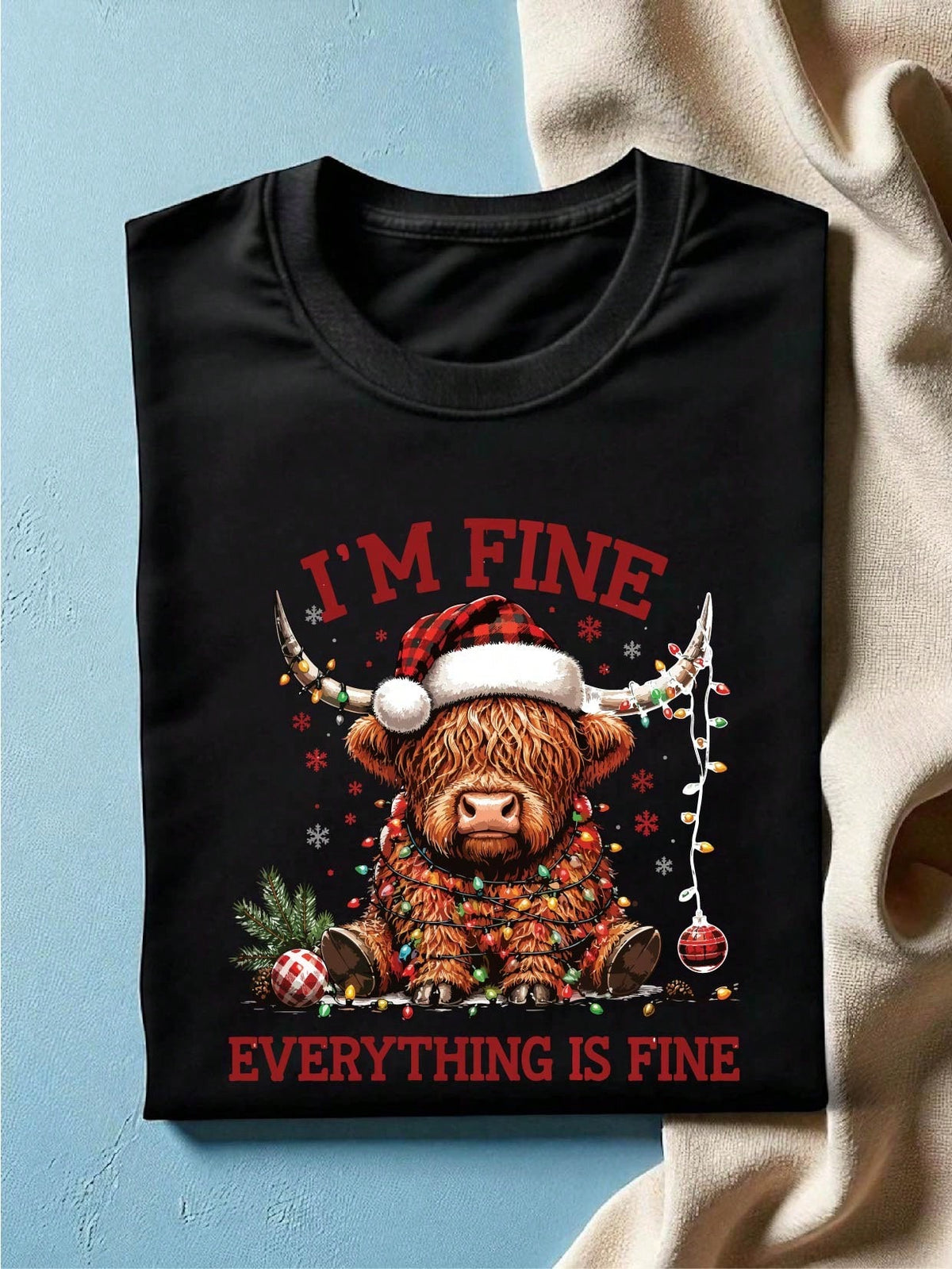 Christmas Lights Cow T-Shirt