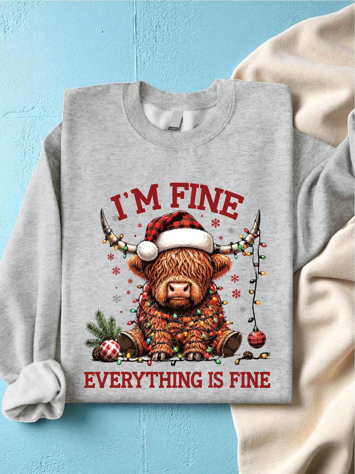 Christmas Lights Cow Sweatshirt