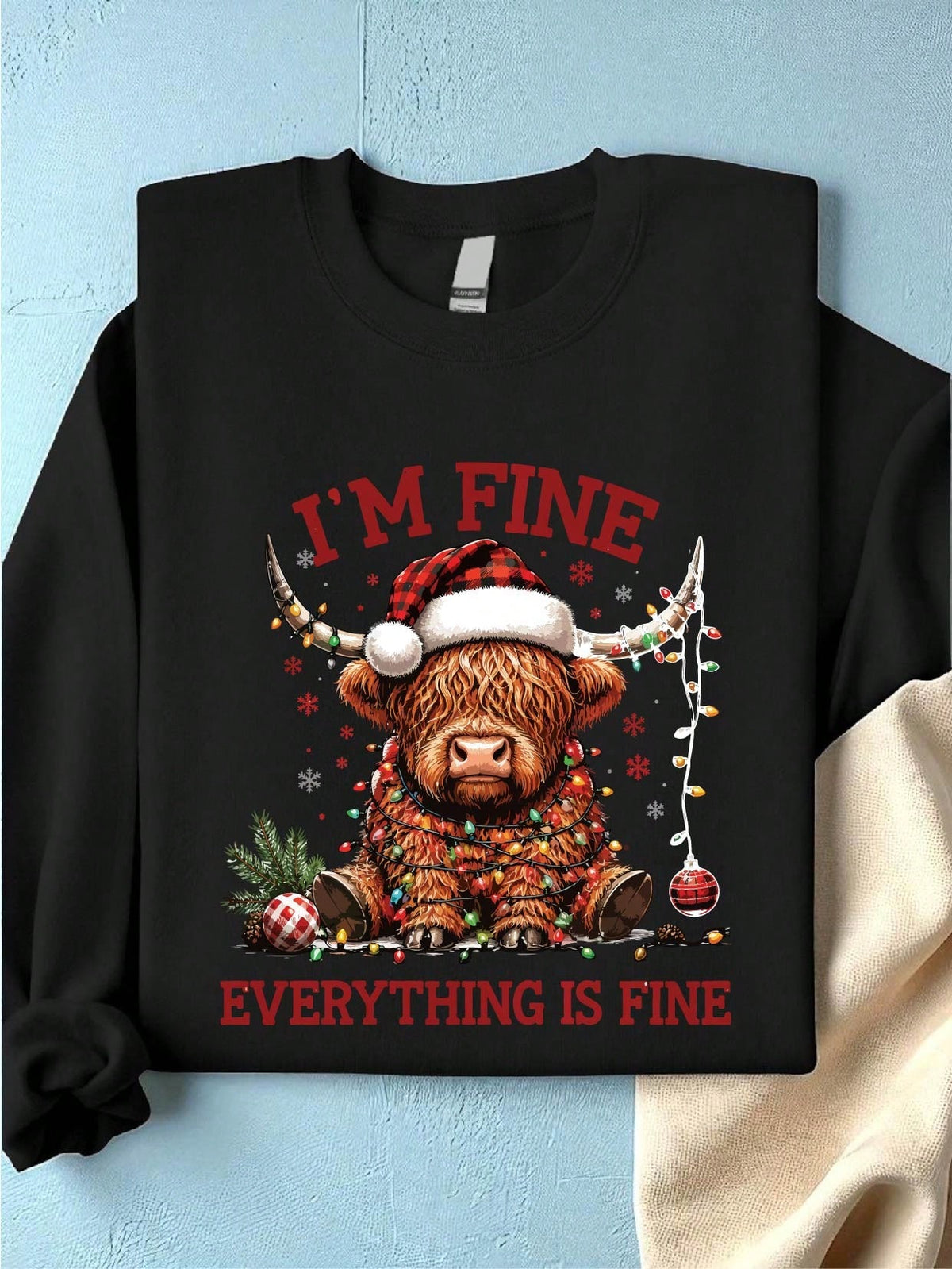 Christmas Lights Cow Sweatshirt