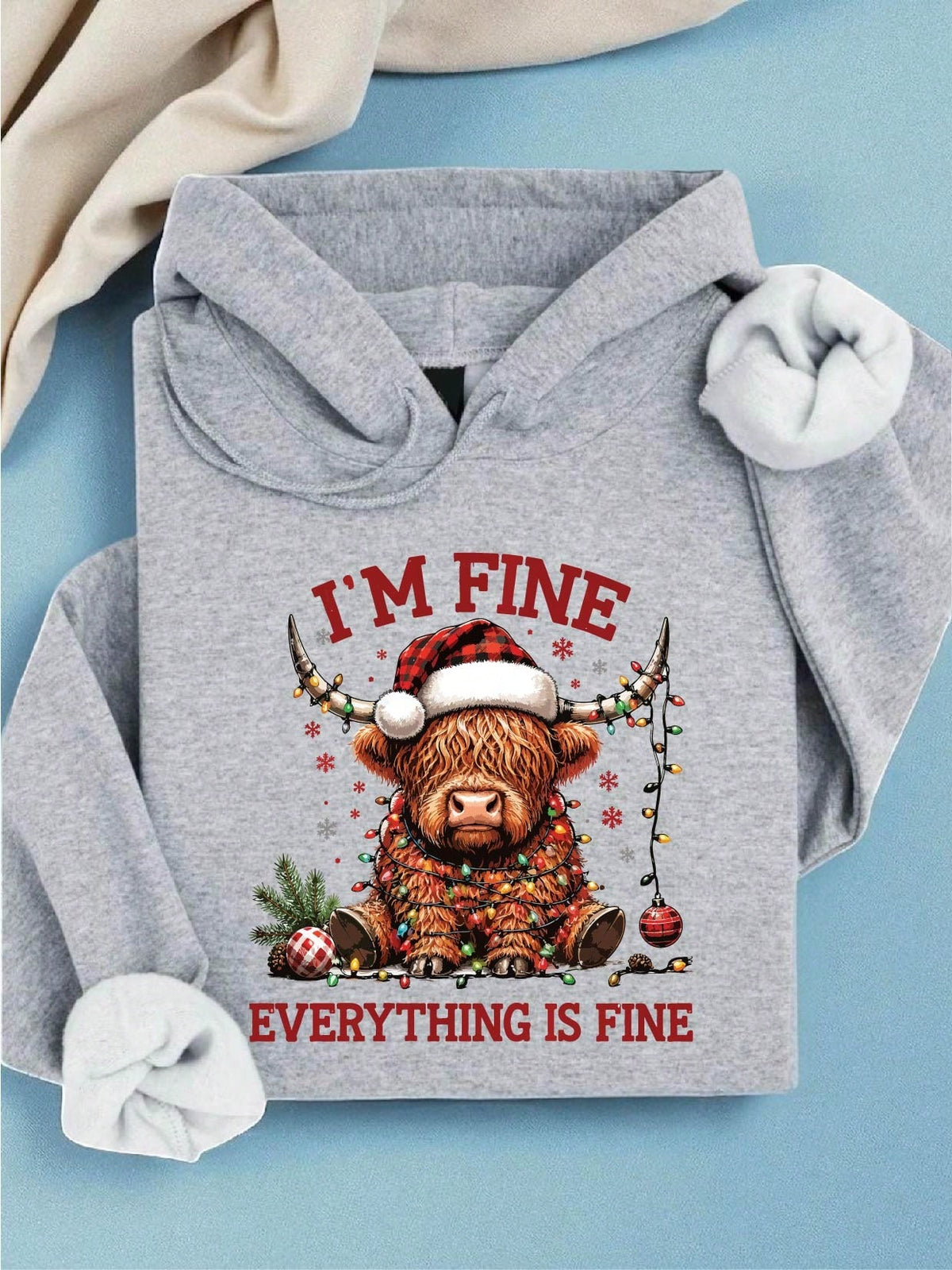 Christmas Lights Cow Hoodie