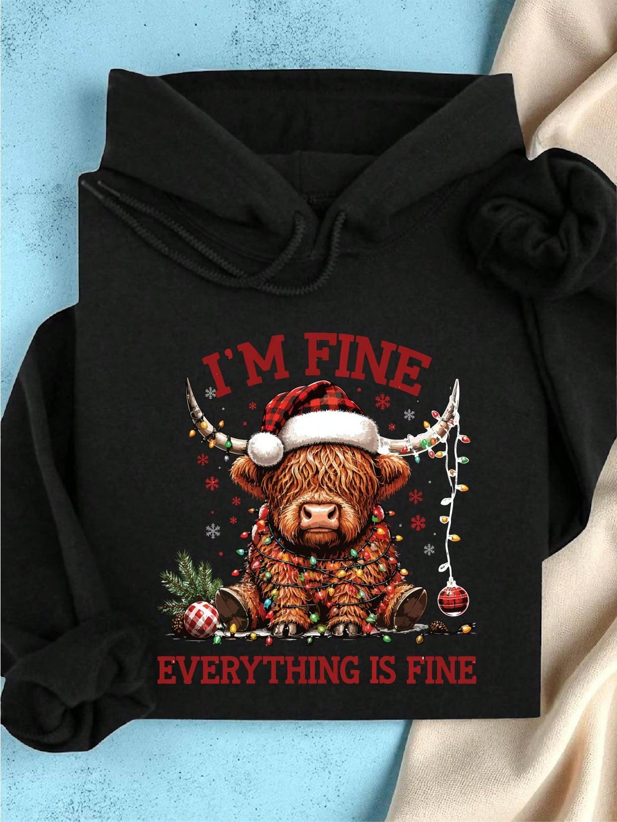 Christmas Lights Cow Hoodie