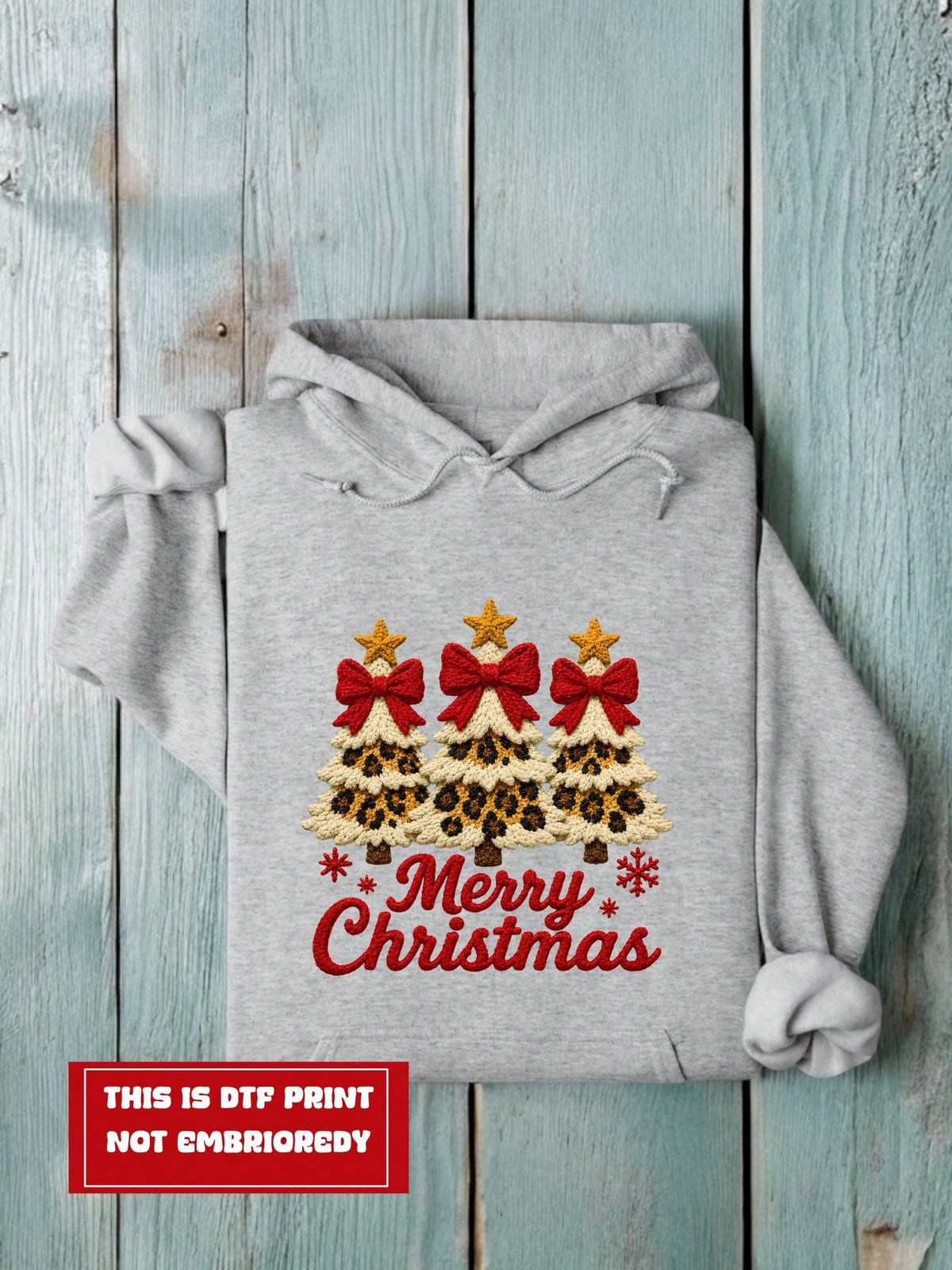 Merry Christmas Puff Yarn (DTF Graphic Print) Hoodie