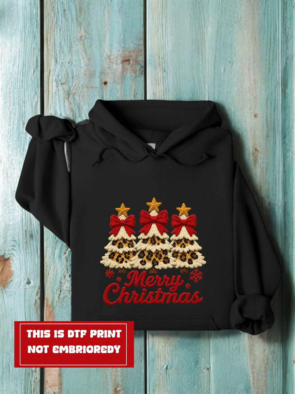 Merry Christmas Puff Yarn (DTF Graphic Print) Hoodie