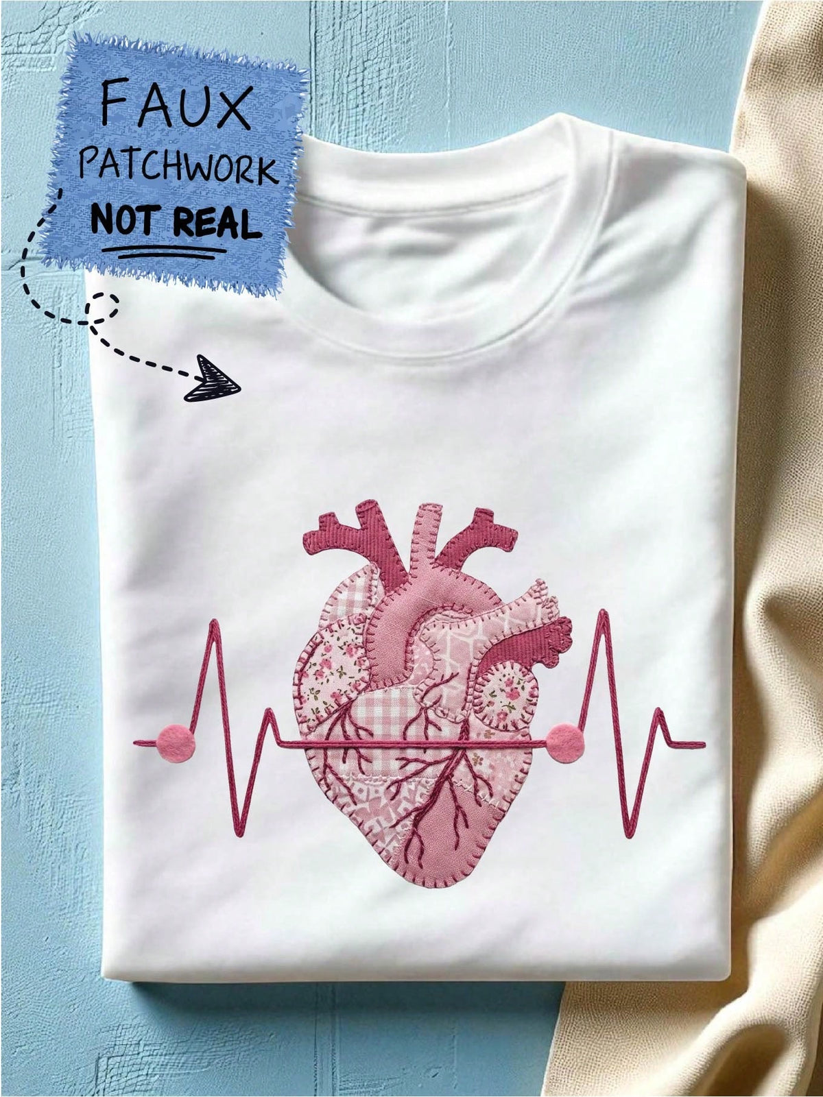 Patchwork Anatomical Heart T-Shirt