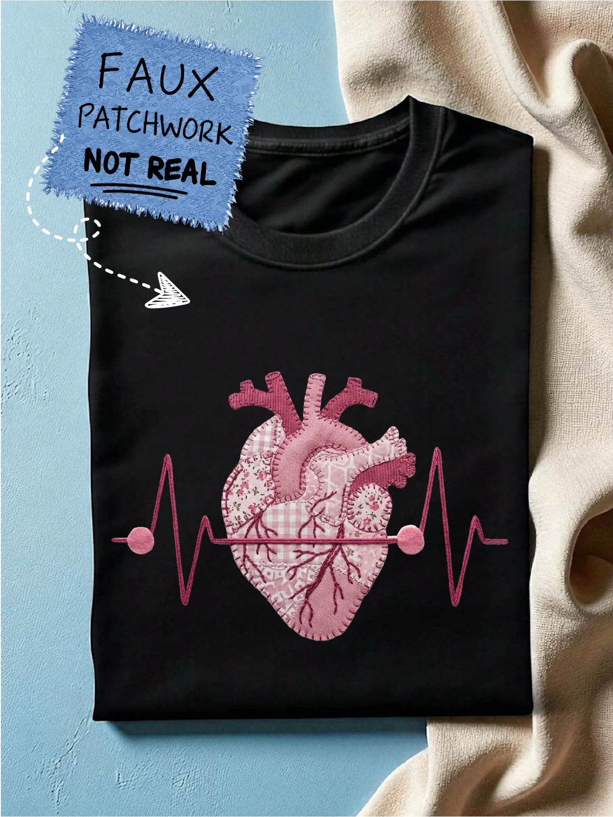 Patchwork Anatomical Heart T-Shirt