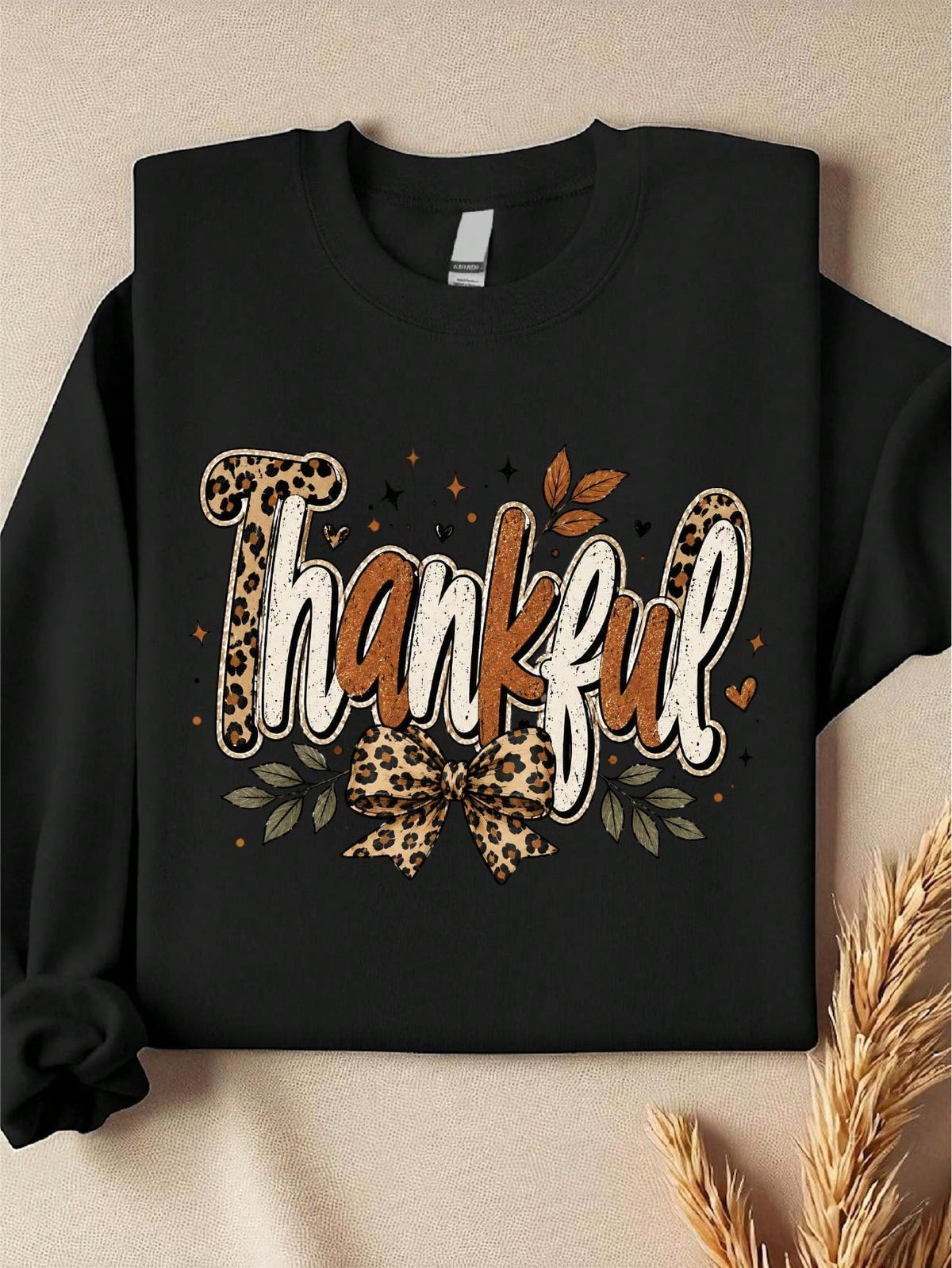 Thankful Leopard Bow Sweatshirt
