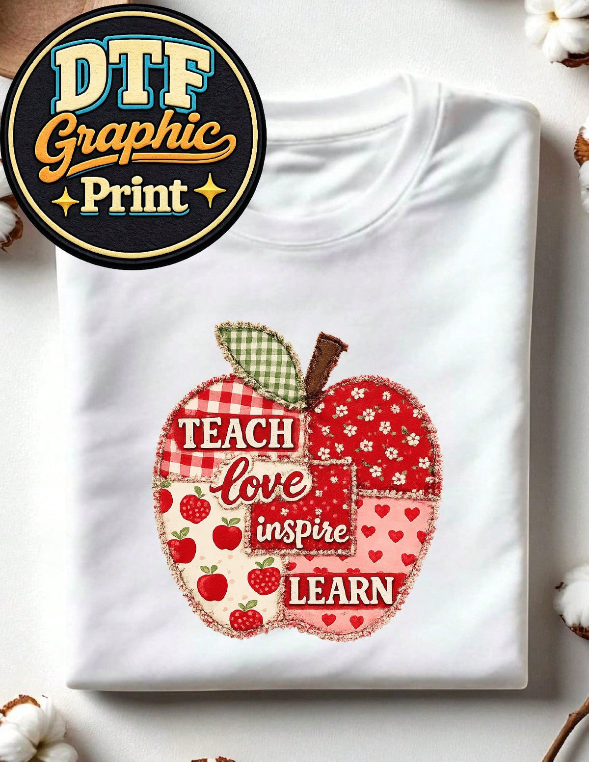Teacher Apple (DTF Graphic Print) T-Shirt