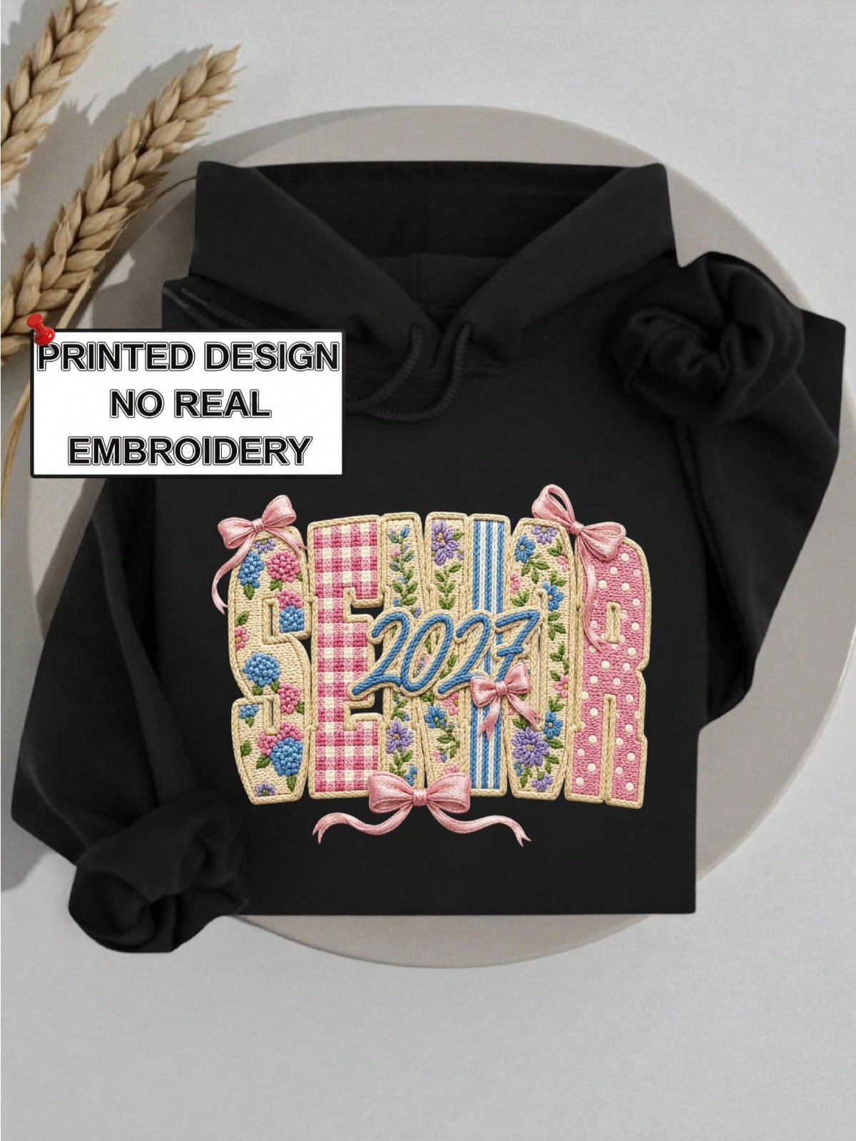 Bow Senior 2027 (DTF Graphic Print) Hoodie