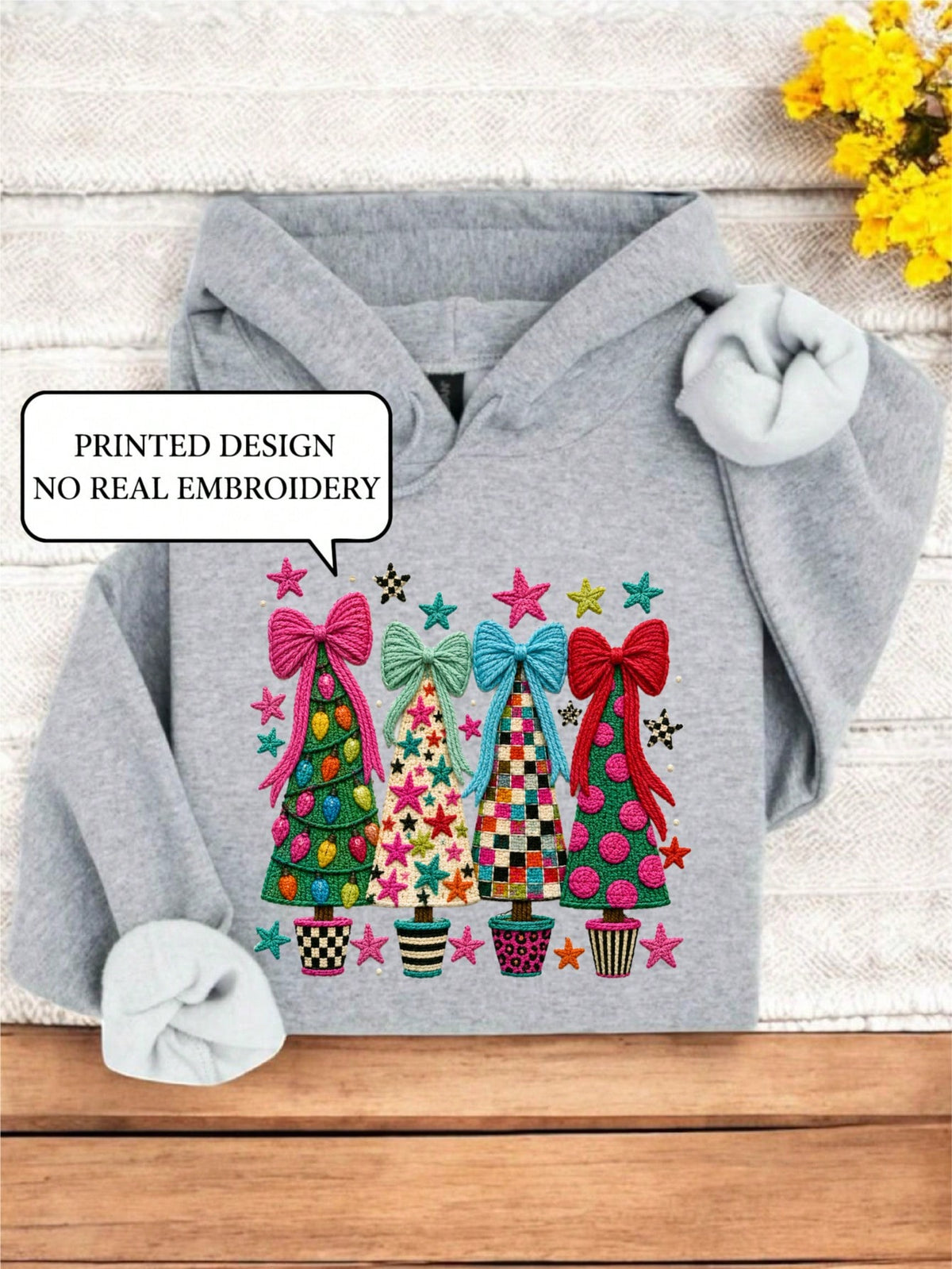 Christmas Tree Bow (DTF Graphic Print) Hoodie