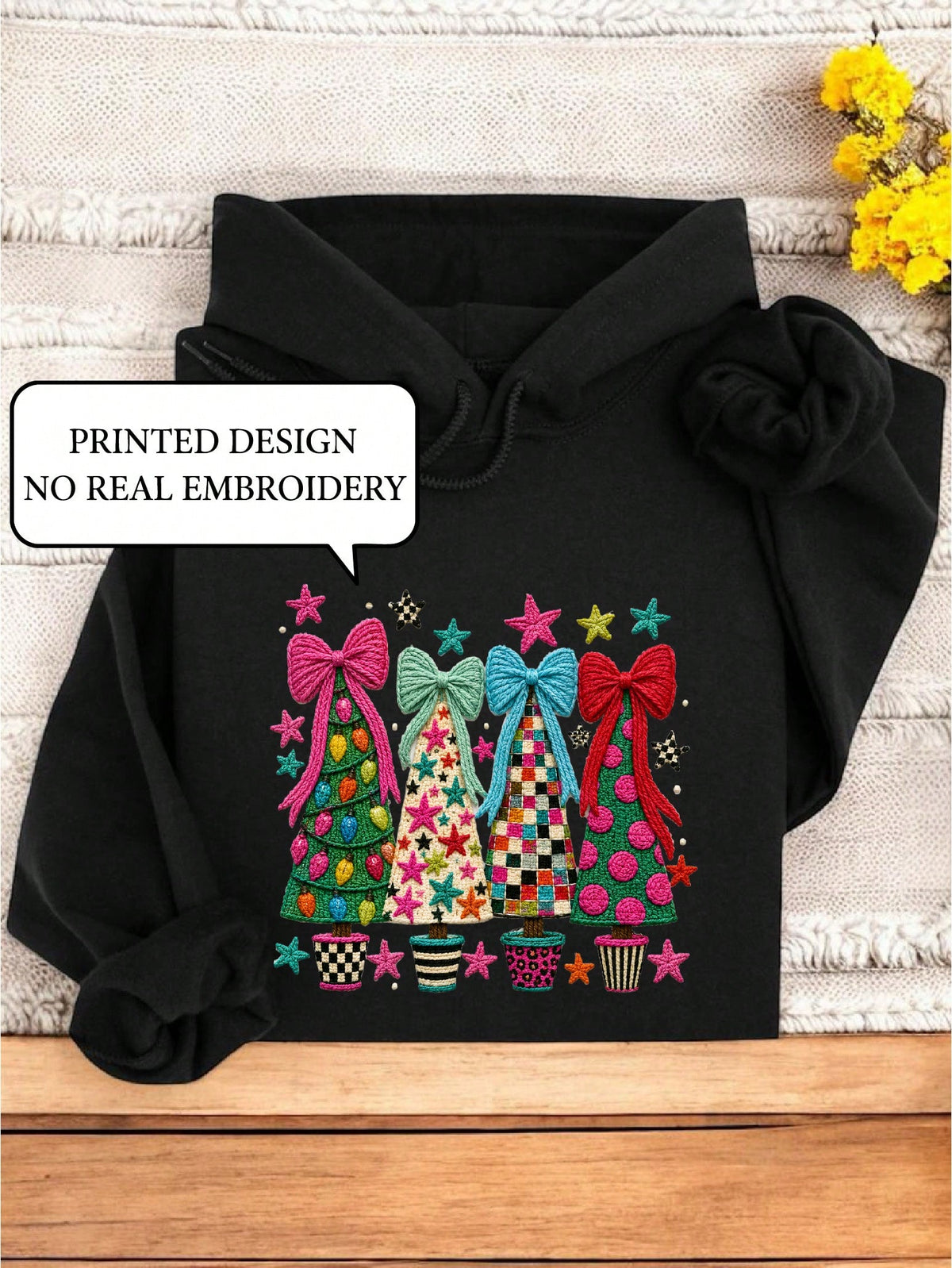 Christmas Tree Bow (DTF Graphic Print) Hoodie