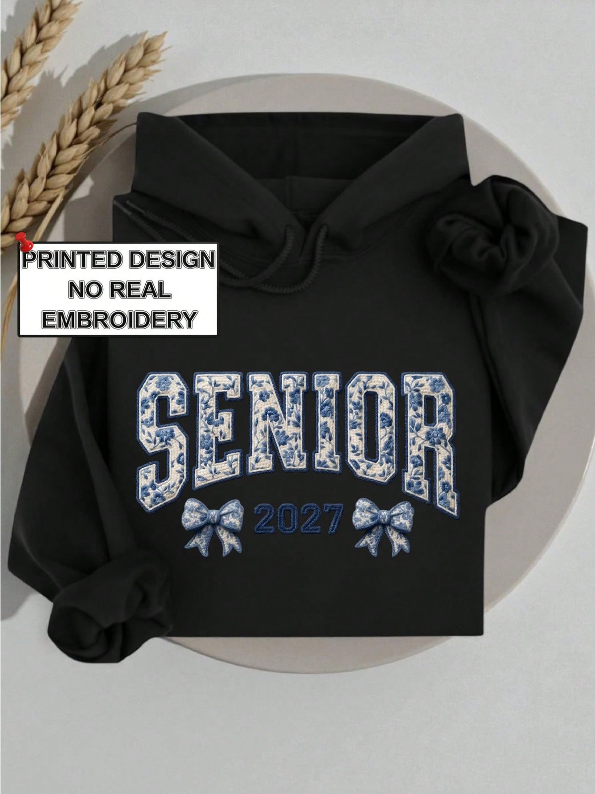 Blue Florl Senior 2027 (DTF Graphic Print) Hoodie
