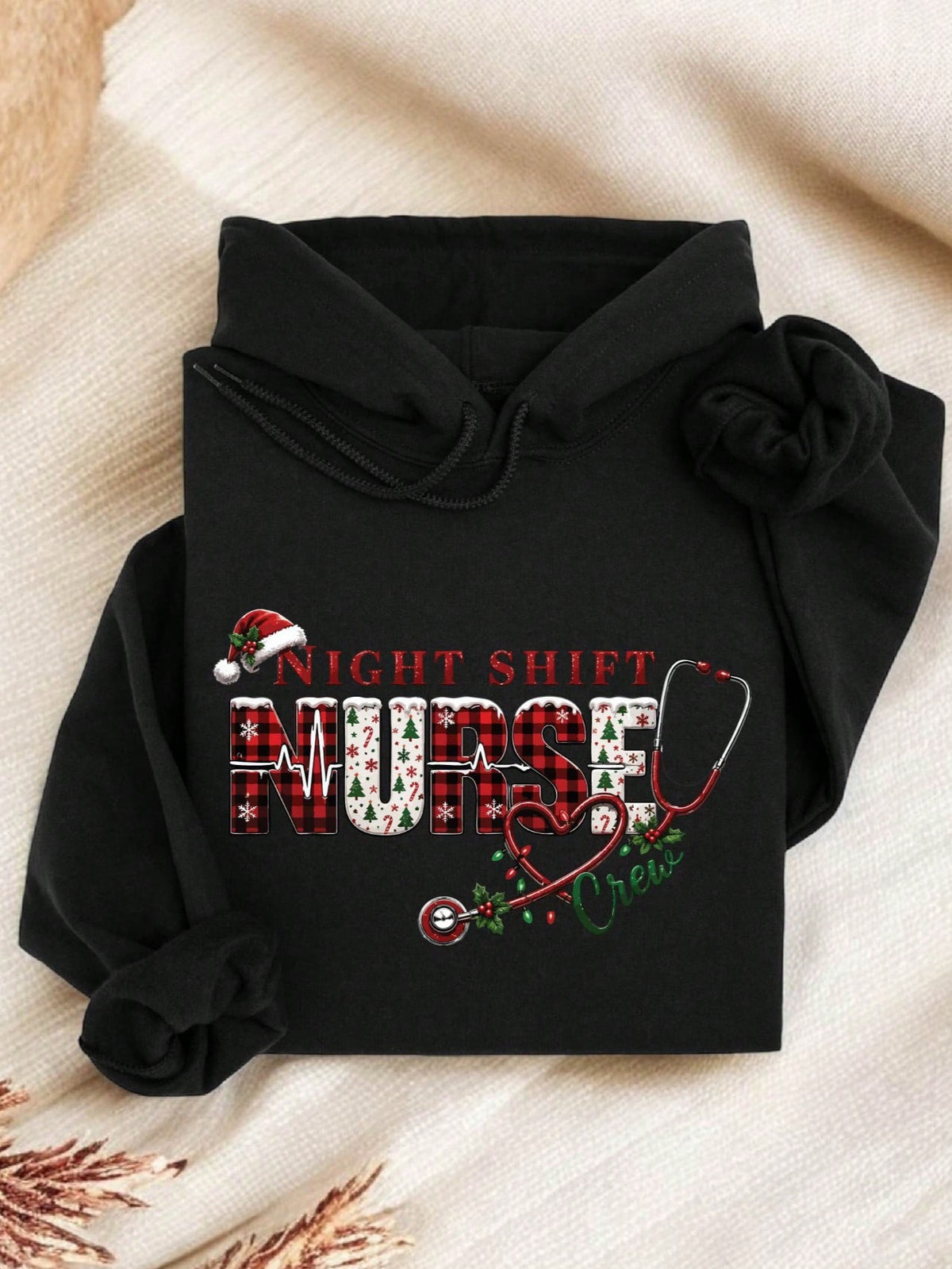 Night Shift Nurse Christmas Crew Hoodie