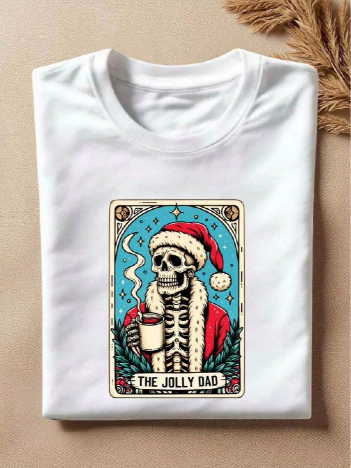 1 PC The Jolly Mom Dad Christmas Skeleton T-Shirt