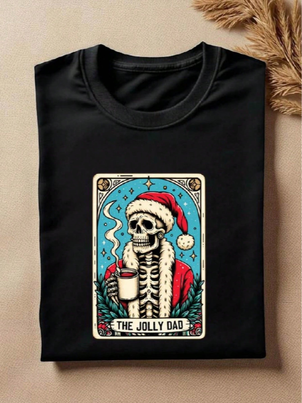 1 PC The Jolly Mom Dad Christmas Skeleton T-Shirt