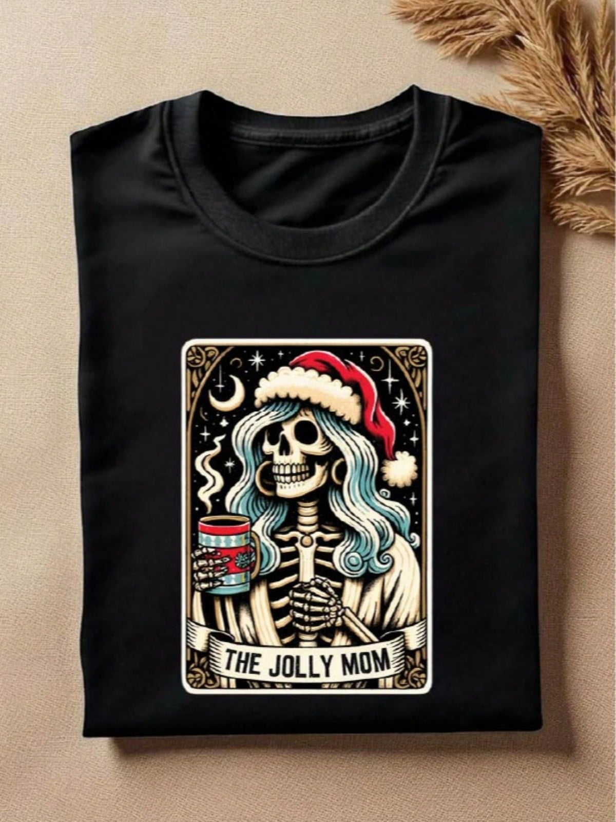 1 PC The Jolly Mom Dad Christmas Skeleton T-Shirt