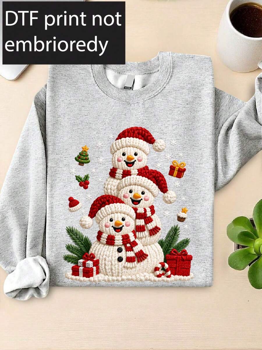 Faux Yarn Snowman Christmas Sweatshirt