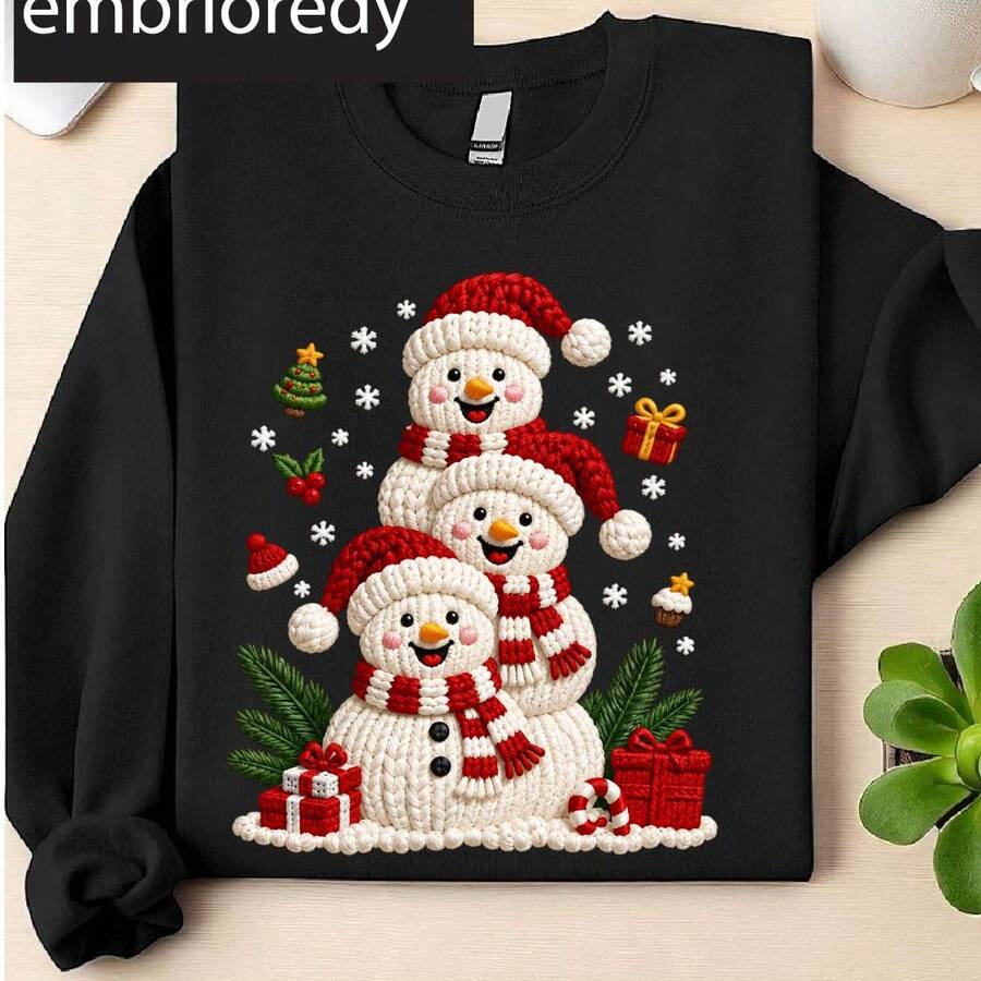 Faux Yarn Snowman Christmas Sweatshirt