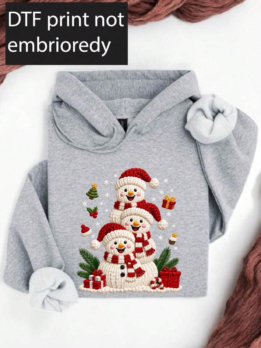 Faux Yarn Snowman Christmas Hoodie
