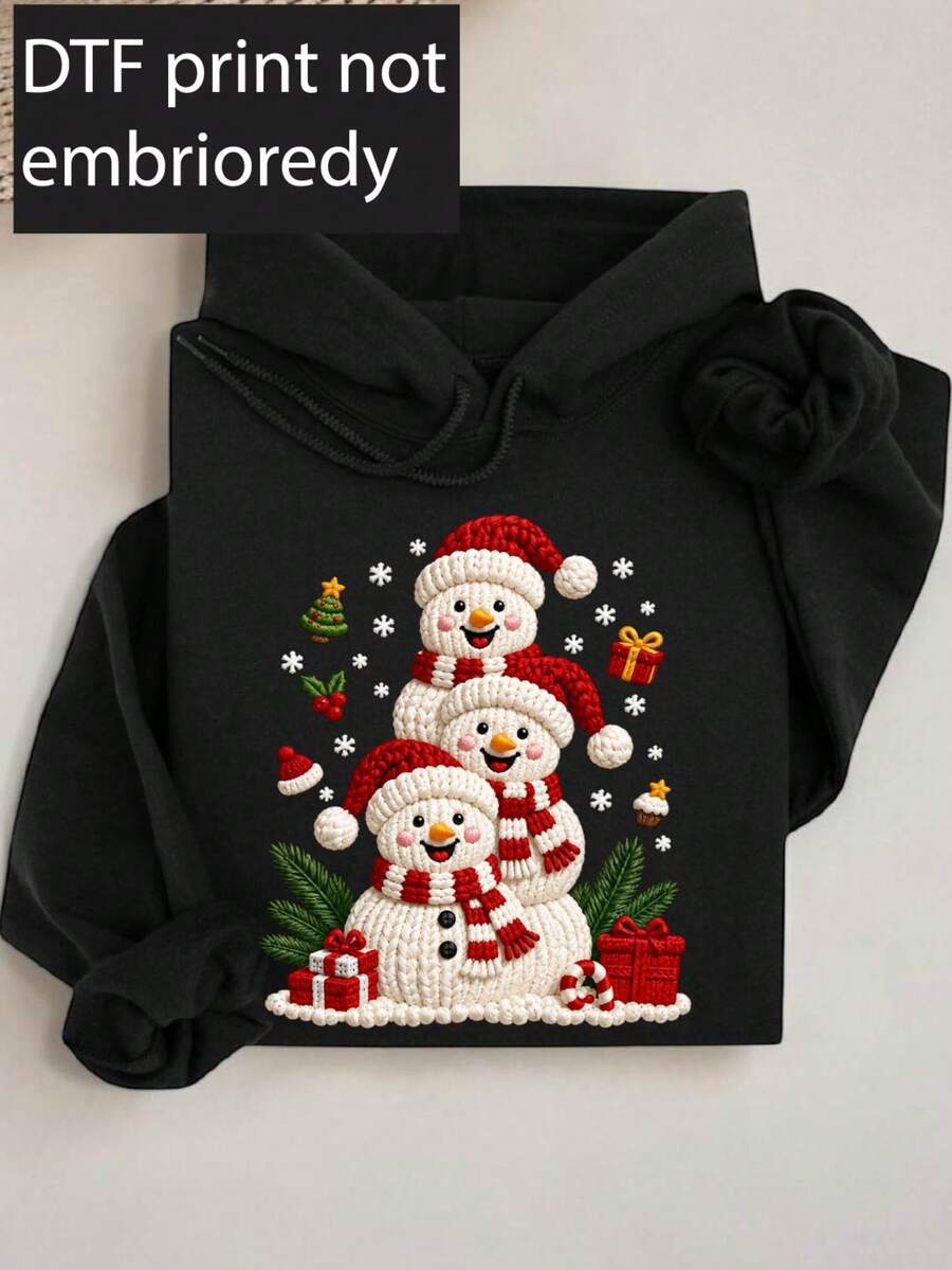 Faux Yarn Snowman Christmas Hoodie