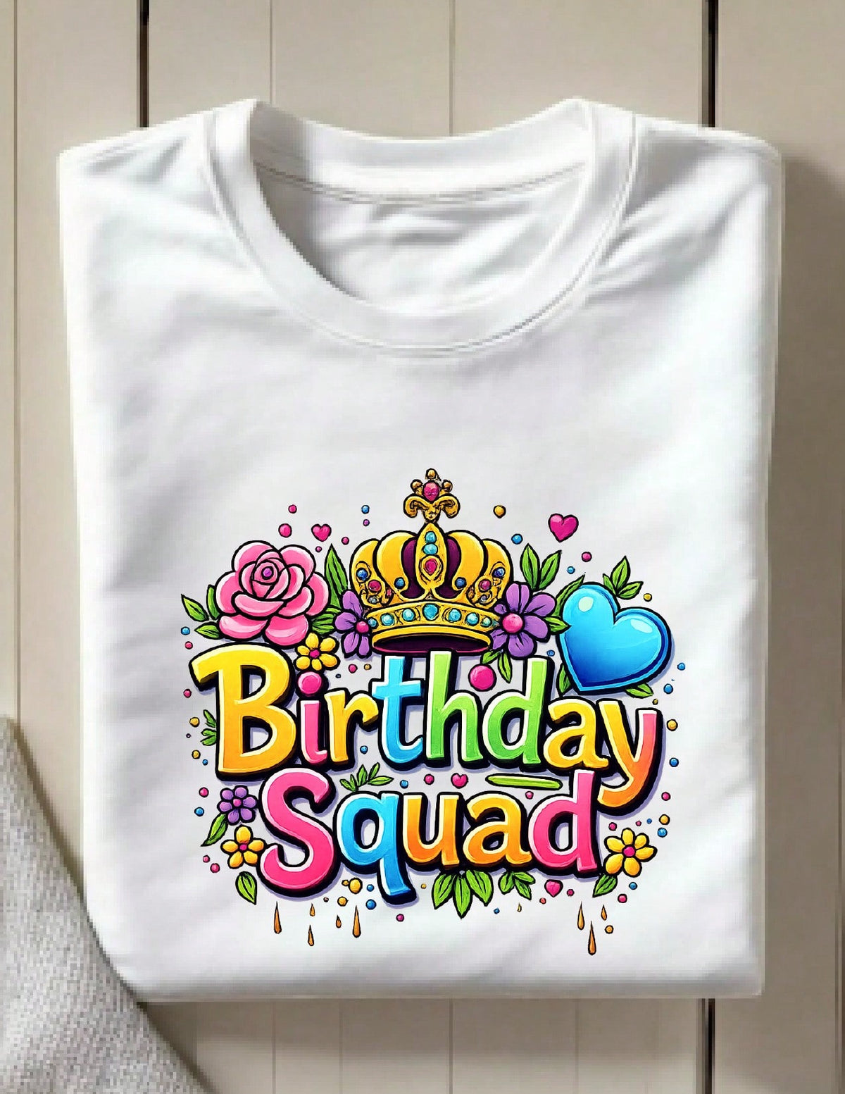 Colorful Birthday Squad Graphic T-Shirt