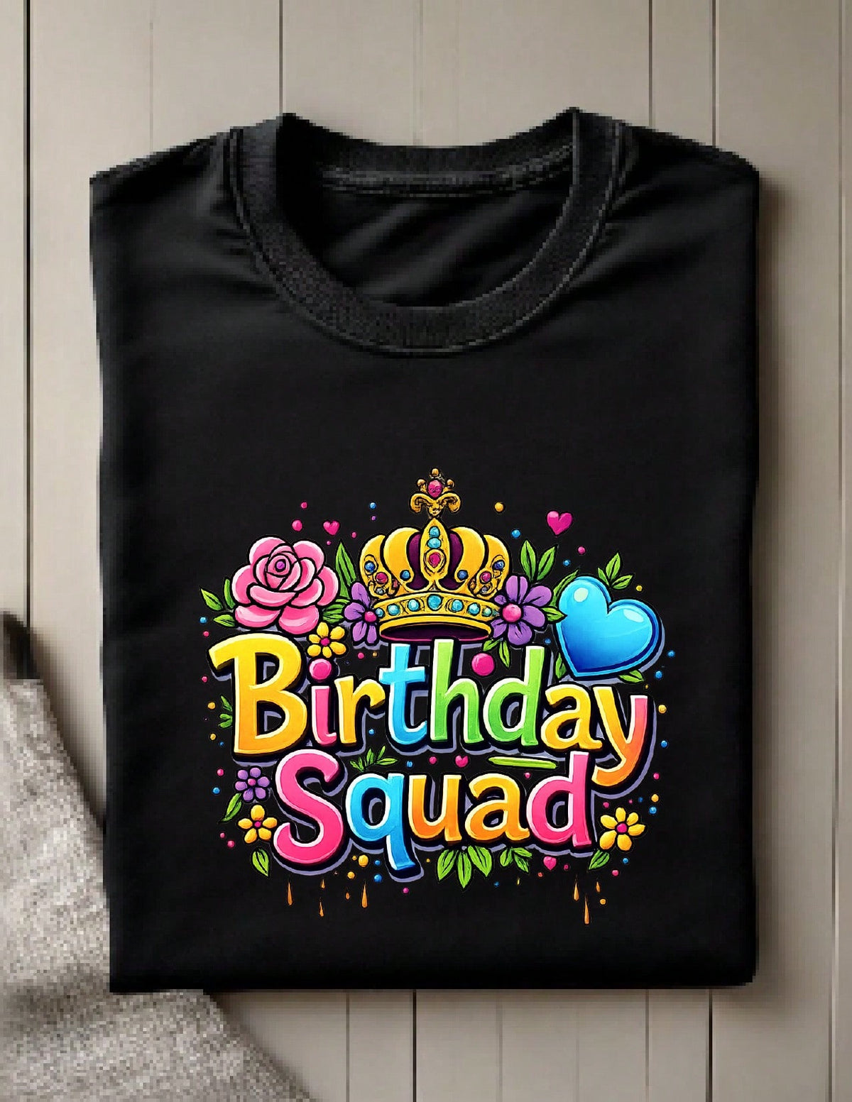 Colorful Birthday Squad Graphic T-Shirt