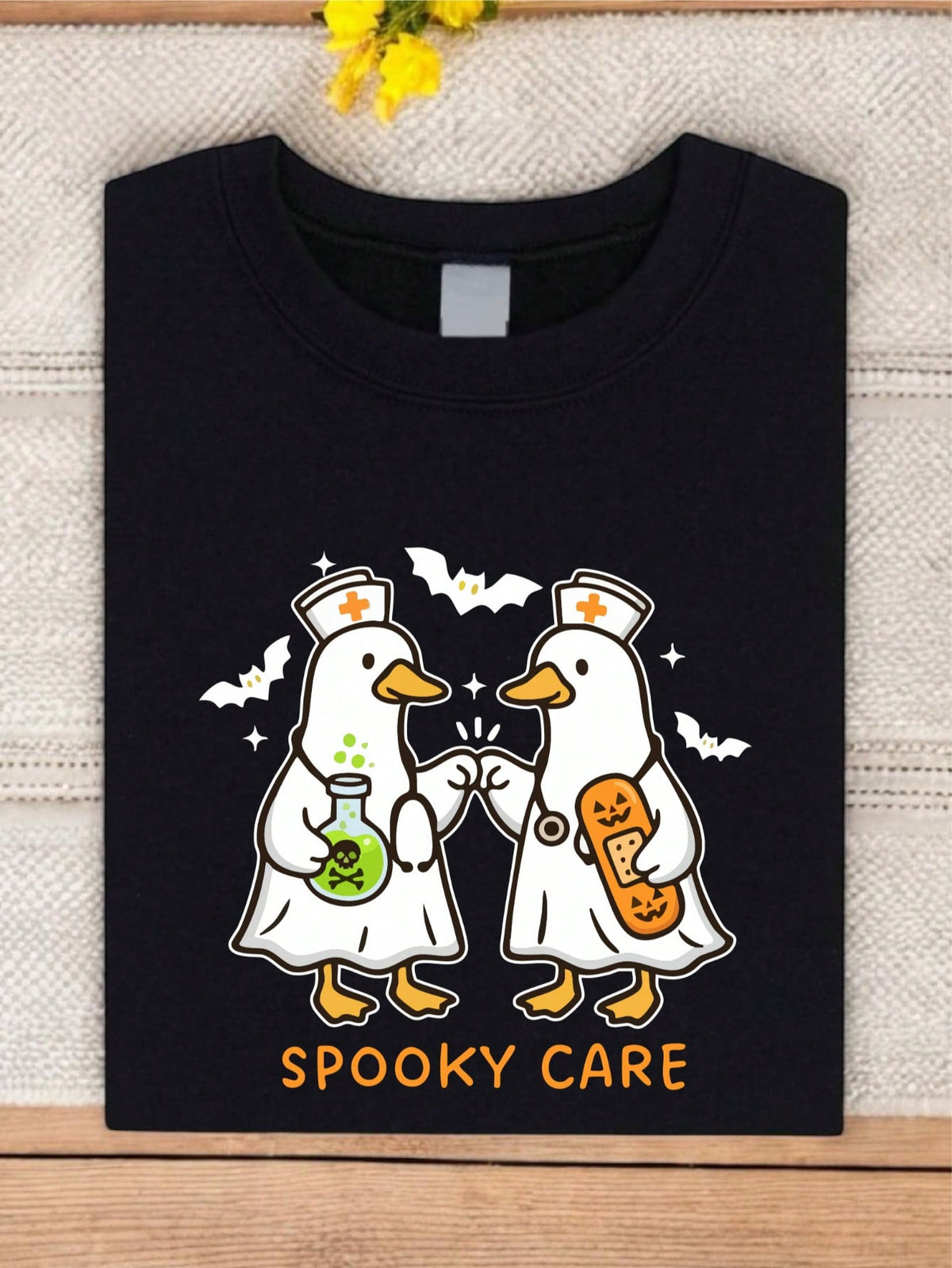 Retro Spooky Care Goose T-Shirt
