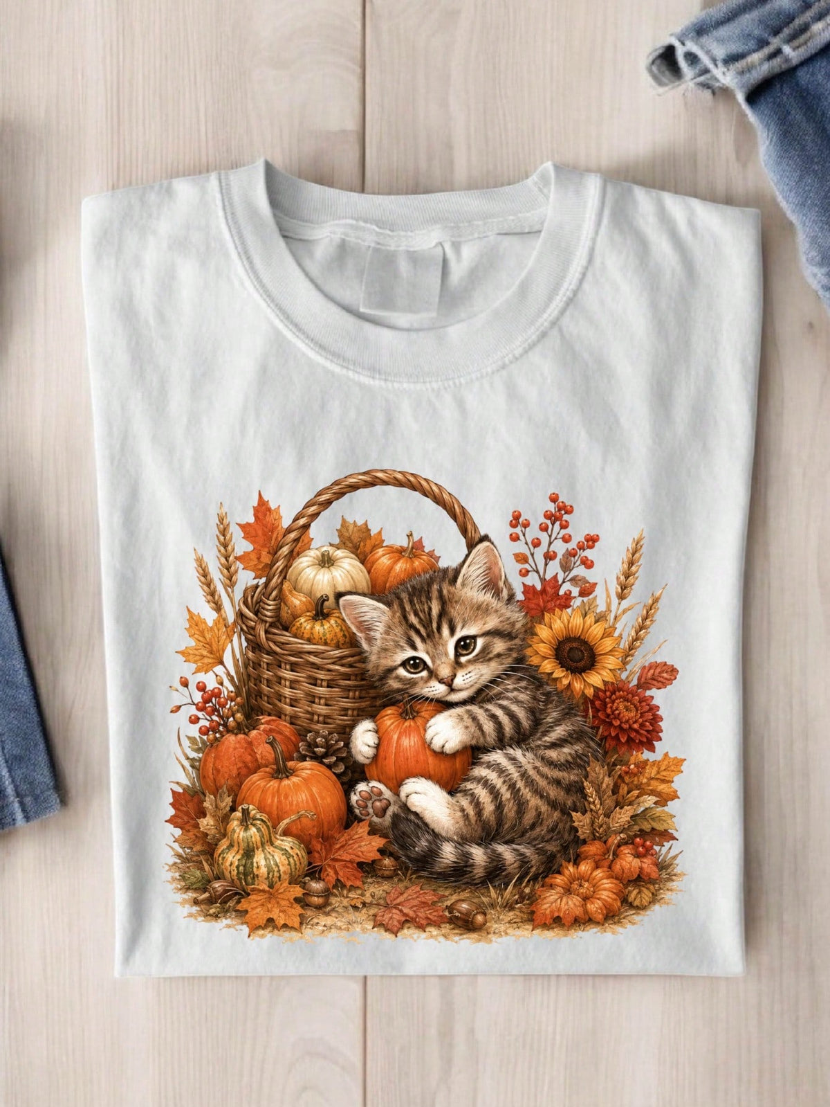 Cute Fall Cat T-Shirt