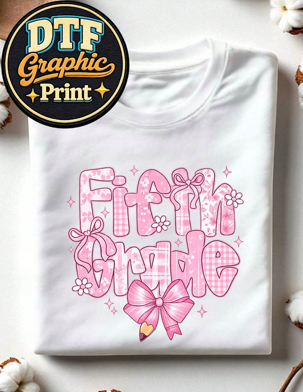 Preppy Floral Fifth Grade T-Shirt