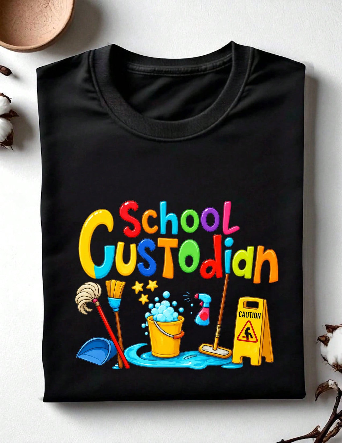 School Custodian Colorful Graphic T-Shirt