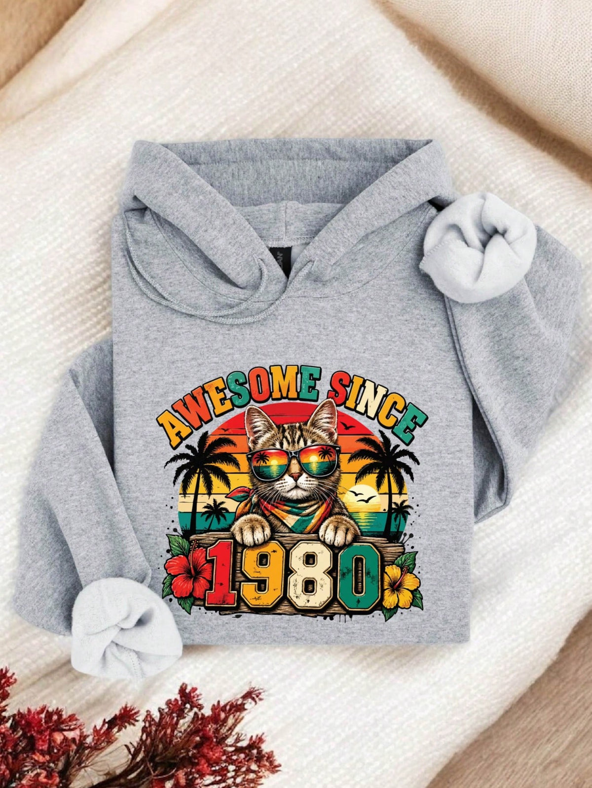 Awesome Since 1980 Cat Hoodie