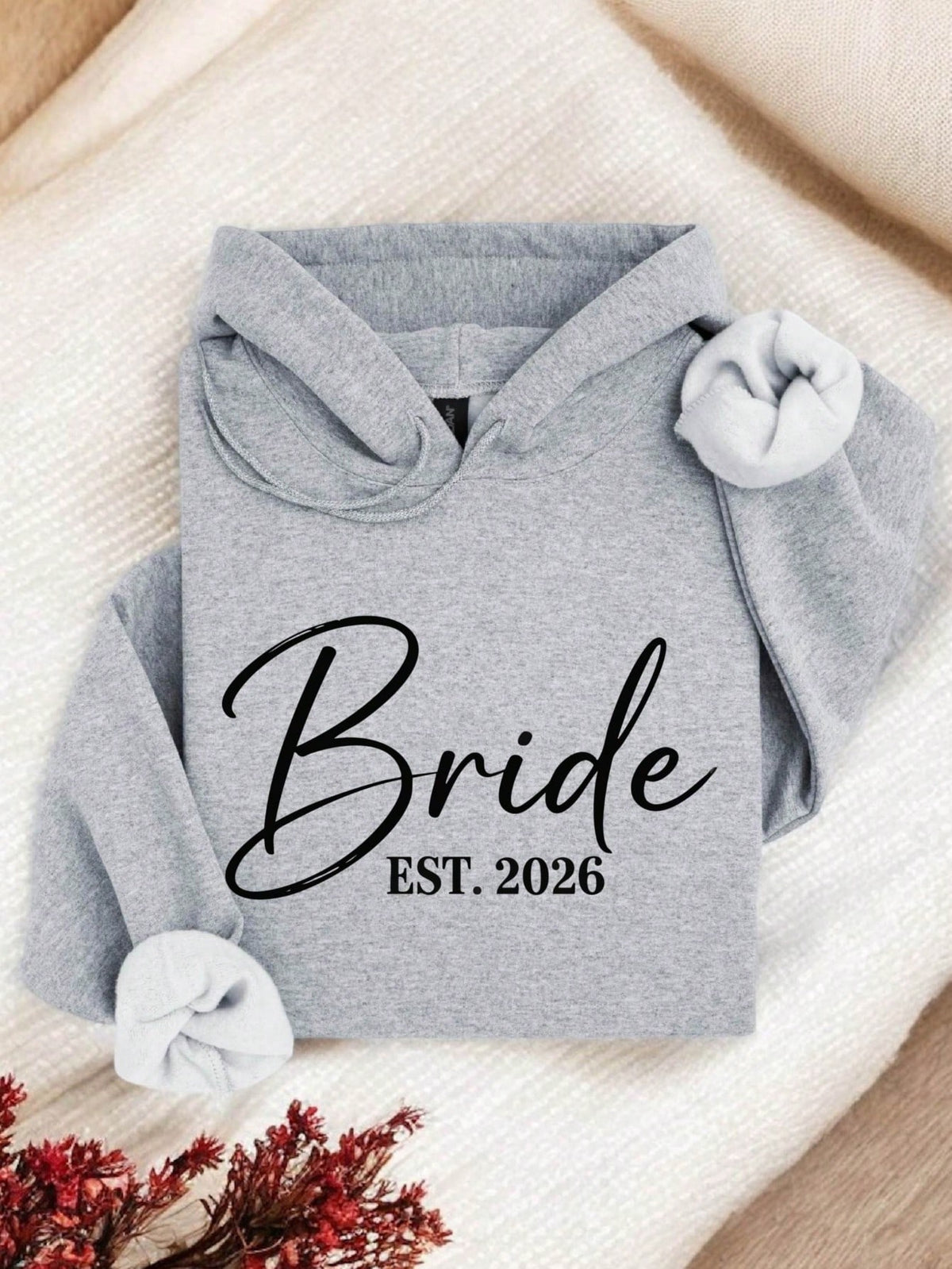 1 PC Bride Groom Est.2026 Hoodie