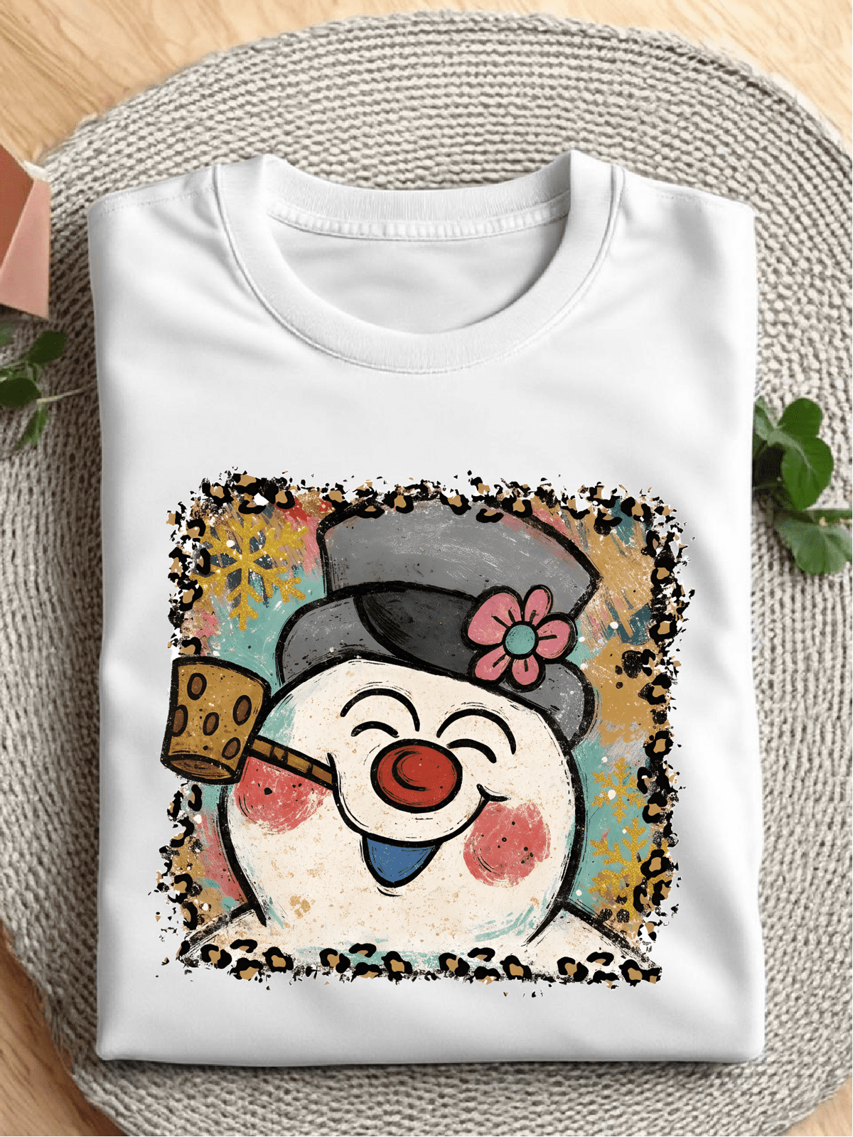 Vintage Frosty Snowman Christmas Graphic T-Shirt