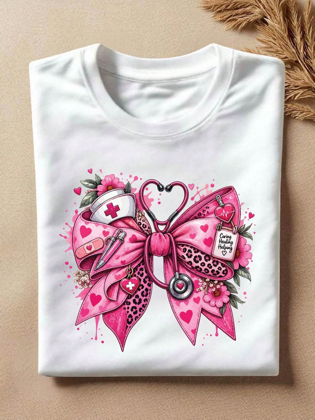 Pink Nurse Bow T-Shirt