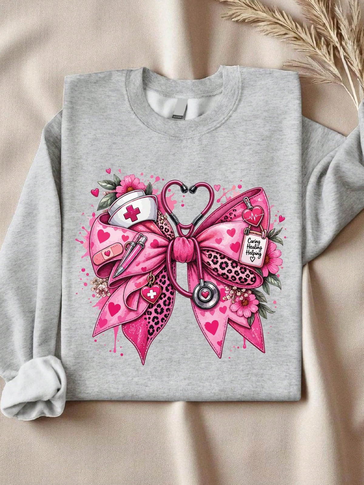 Pink Nurse Bow Sweatshirt