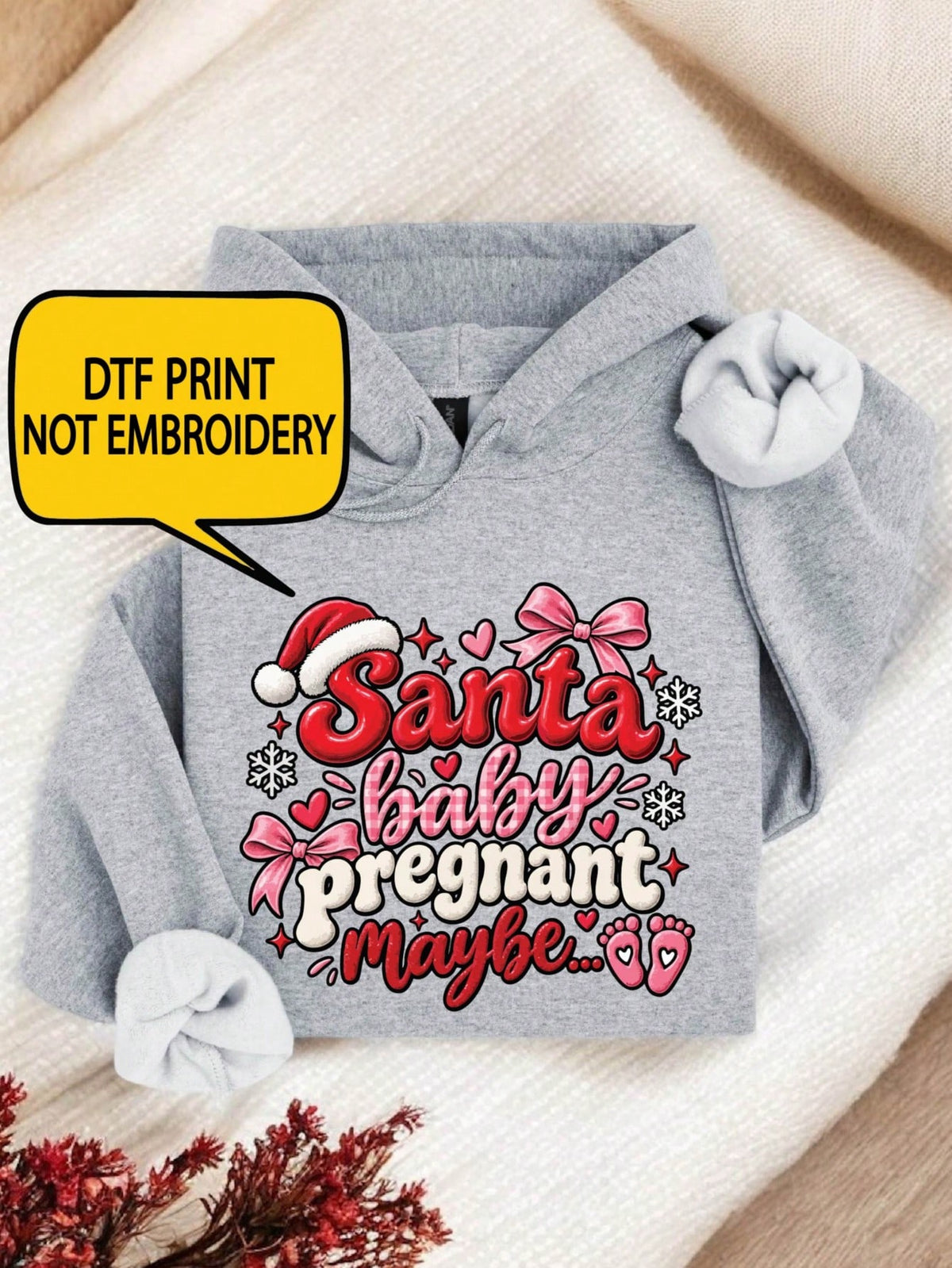 Santa Baby Pregnant Maybe Christmas Hoodie