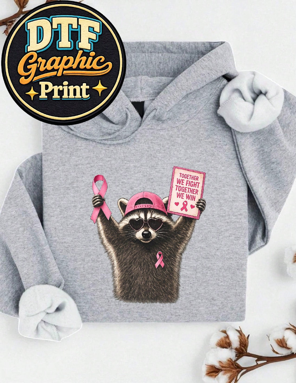 Cancer Awareness Raccoon Hoodie
