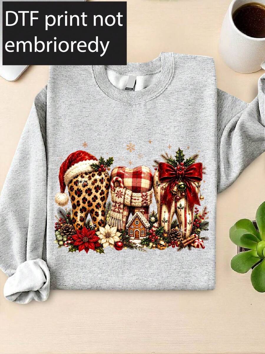 Christmas Teeth Dentist ( DTF Graphic Print) Sweatshirt