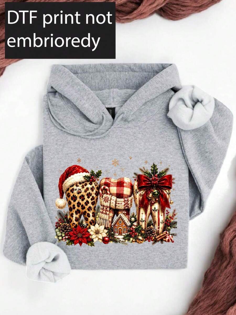 Christmas Teeth Dentist ( DTF Graphic Print) Hoodie