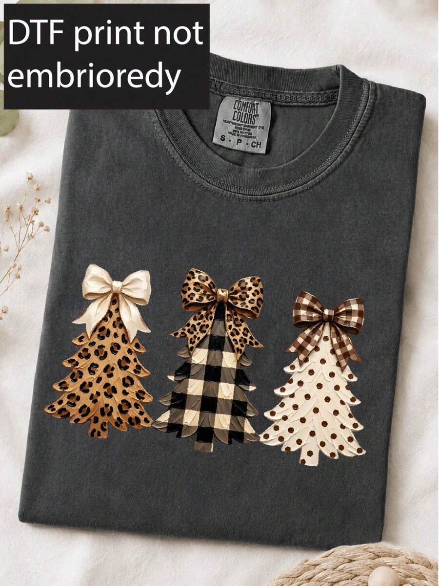 Leopard Christmas Tree ( DTF Graphic Print) T-Shirt