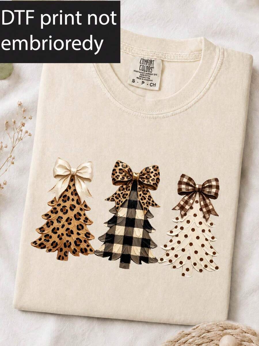 Leopard Christmas Tree ( DTF Graphic Print) T-Shirt