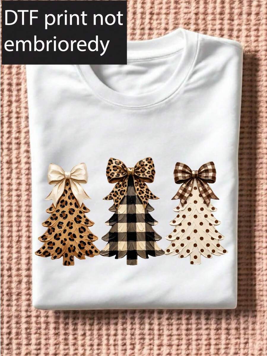 Leopard Christmas Tree ( DTF Graphic Print) T-Shirt