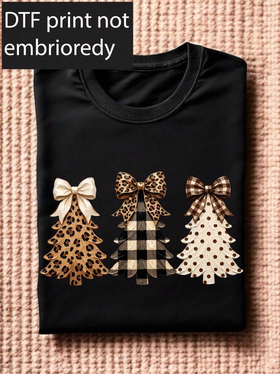 Leopard Christmas Tree ( DTF Graphic Print) T-Shirt